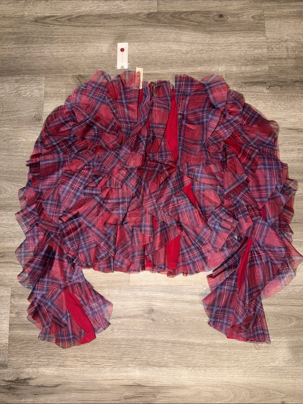 Dolan left coast ruffle plaid crew neck blouse - Picture 7 of 7